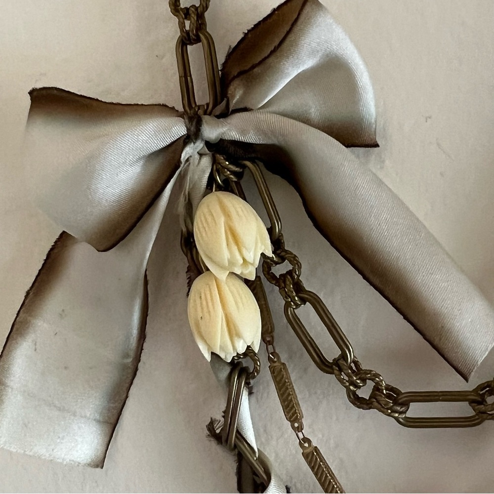 Loft Gold Tone Ribbon and Flower Necklace - Picture 3 of 12